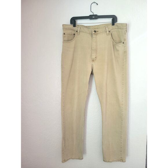 Wrangler Mens Regular Fit Straight Leg Jeans Size 40 x 32 Tan Pockets Casual - Picture 2 of 9